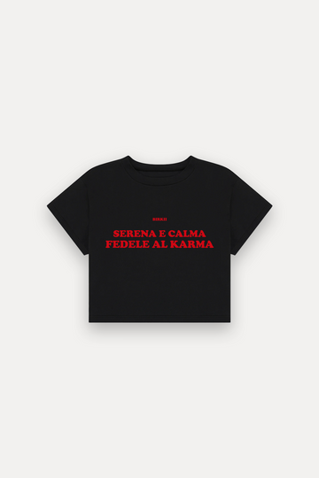 'Serena e calma fedele al karma' crop top