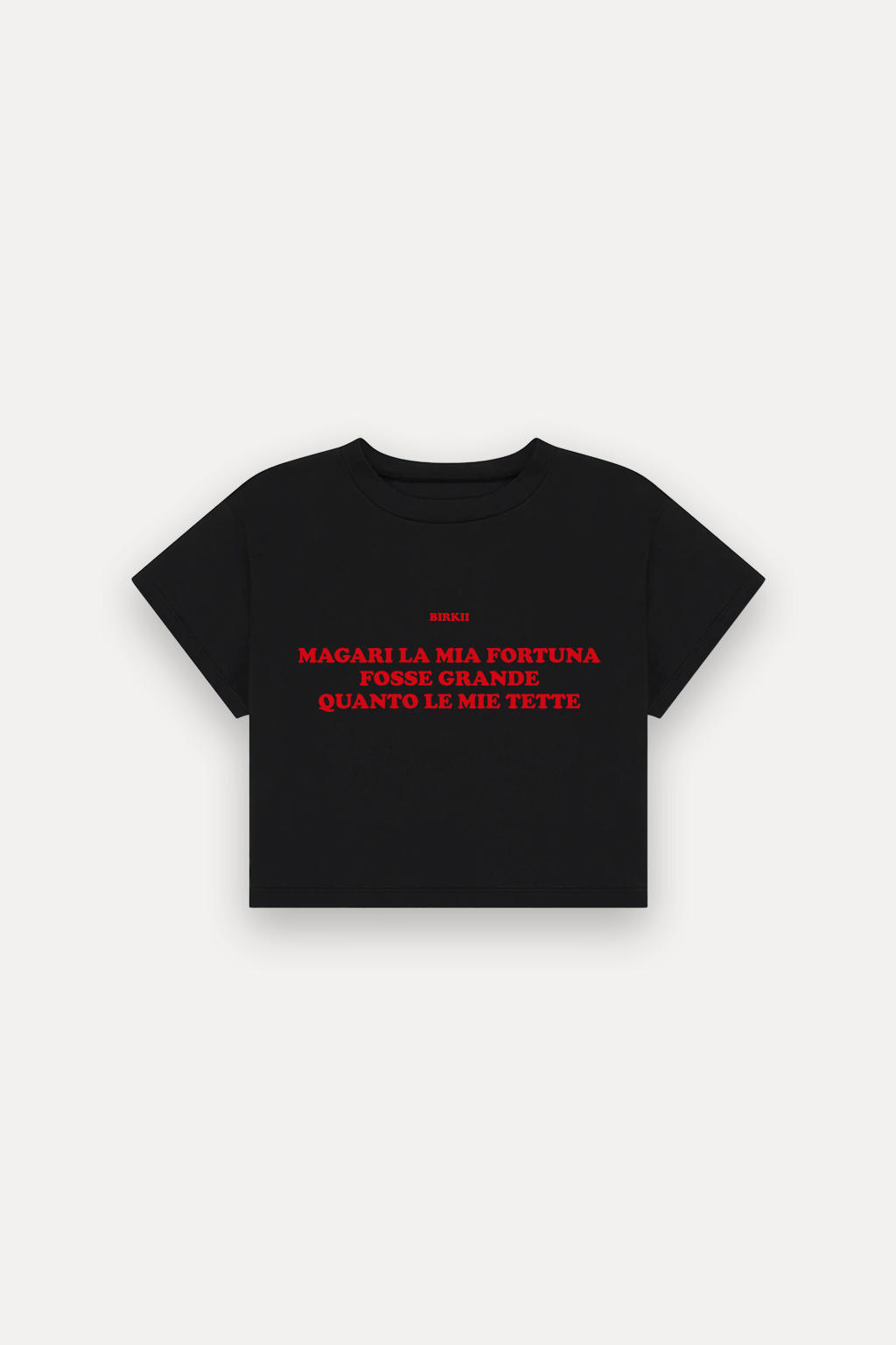 'Magari la mia fortuna fosse grande quanto le mie tette' crop top